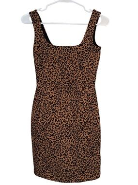 H&M Leopard Print Square Neck Mini Dress, Size XS, NWT